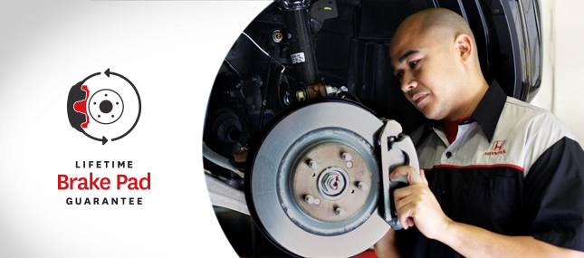 Honda Brake Pads lifetime guarantee at Formula Honda