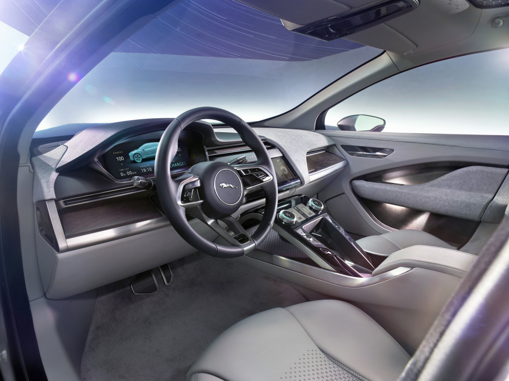 Jaguar cockpits have always been driver focused; the I-PACE Concept is no different. Inside, the cockpit is complemented by intuitive interface designs and advanced materials that reflect Jaguar craftsmanship in new and innovative ways.